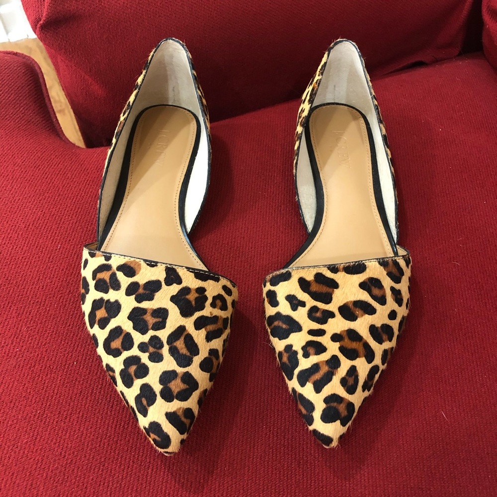 J Crew Factory Zoe Leopard Calf Hair D’orsay flats
